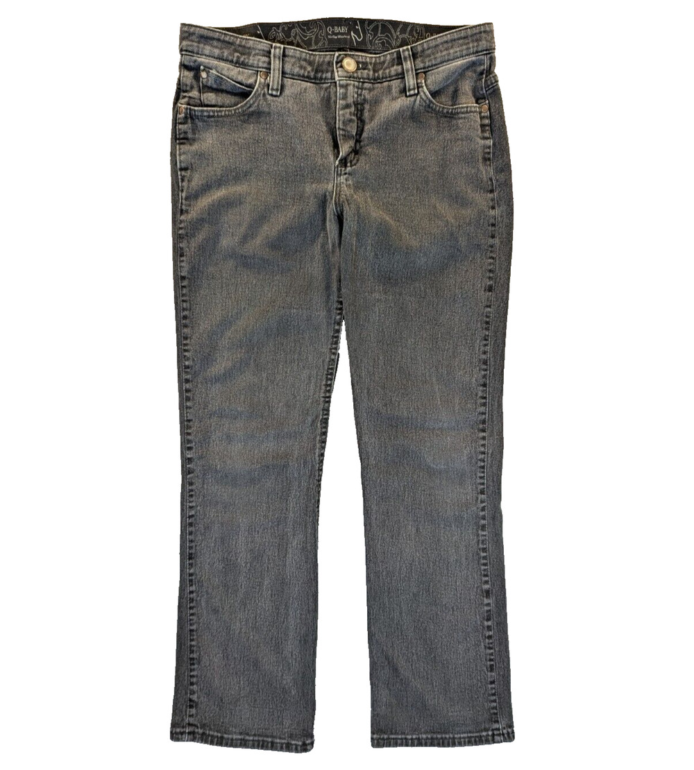 Wrangler Jeans Womens 12 Black Q-Baby No Gap Waistband Mid-Rise Straight Leg